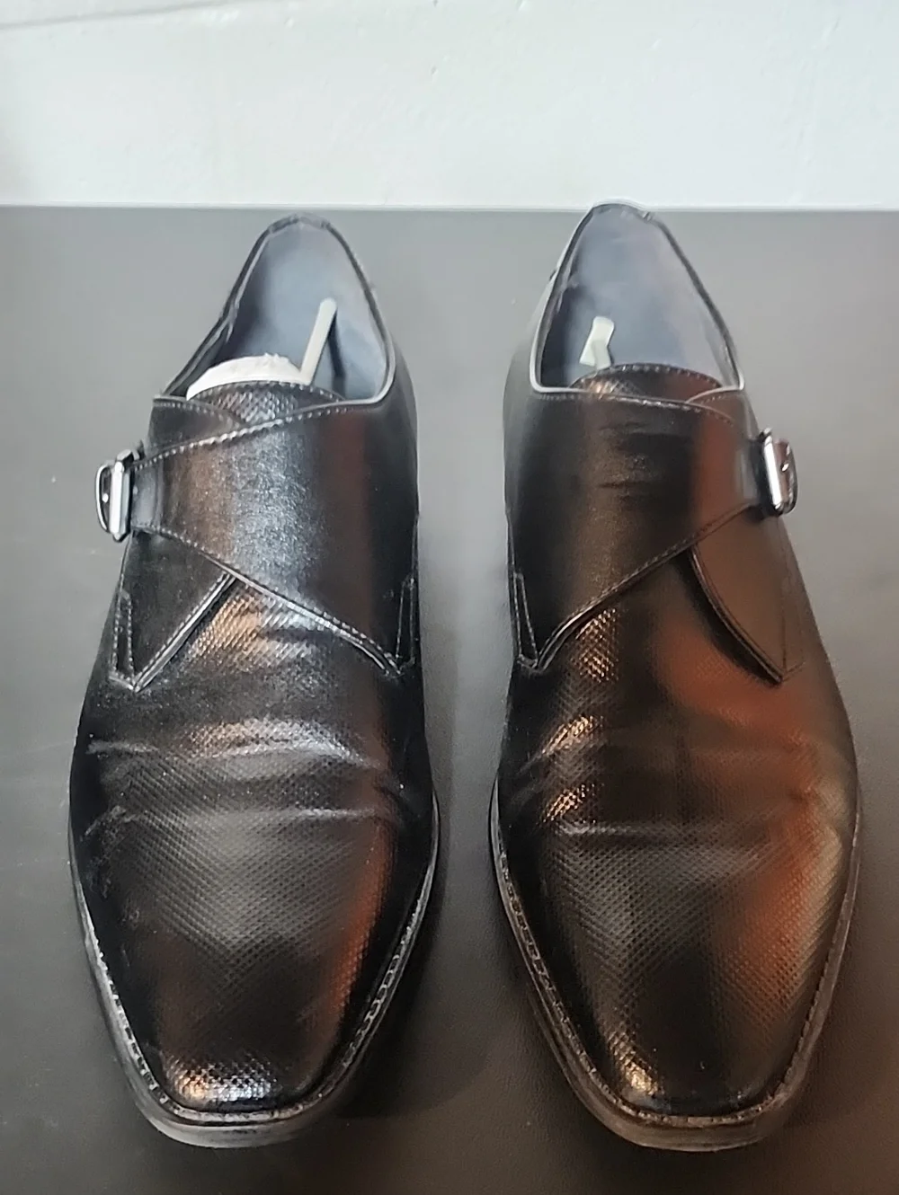Calvin Klein Black Leather Monk Strap Dress Shoes
